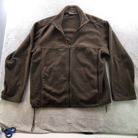 Bass Pro Shops Mens Fleece Jacket Large Full Zip Ooutdoors Brown Stand Collar - Picture 14 of 15